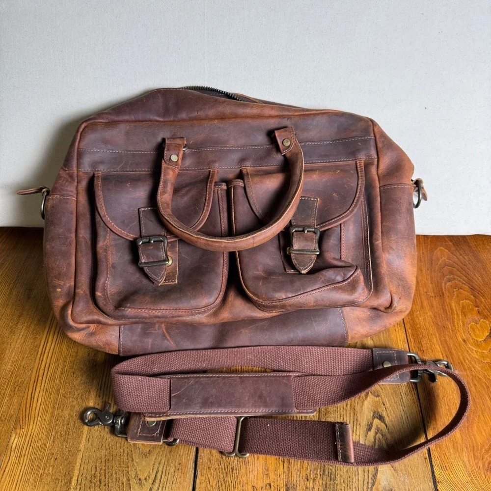 Authentic Vtg Heavy Leather NRA Expedition Gear Range Safari Bag 16x11x4